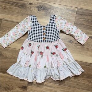 SweetHoney Gingham and Floral Kids Dress